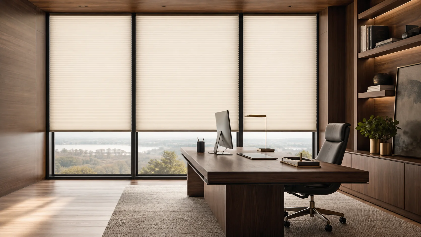 Illustrative cellular-shade design scenario: privacy under changing light
