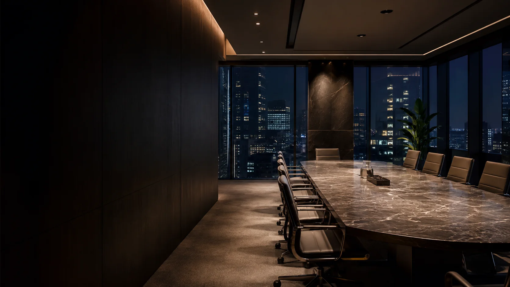 Illustrative commercial boardroom with full-height glazing