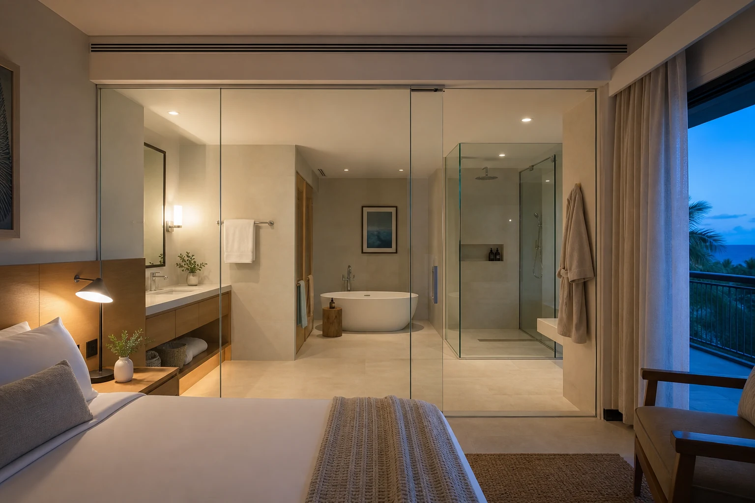 Concept visualization of boutique hotel suite in a clear state