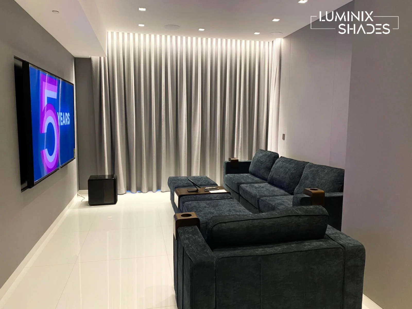 Private Theater Drapery custom drapery installation