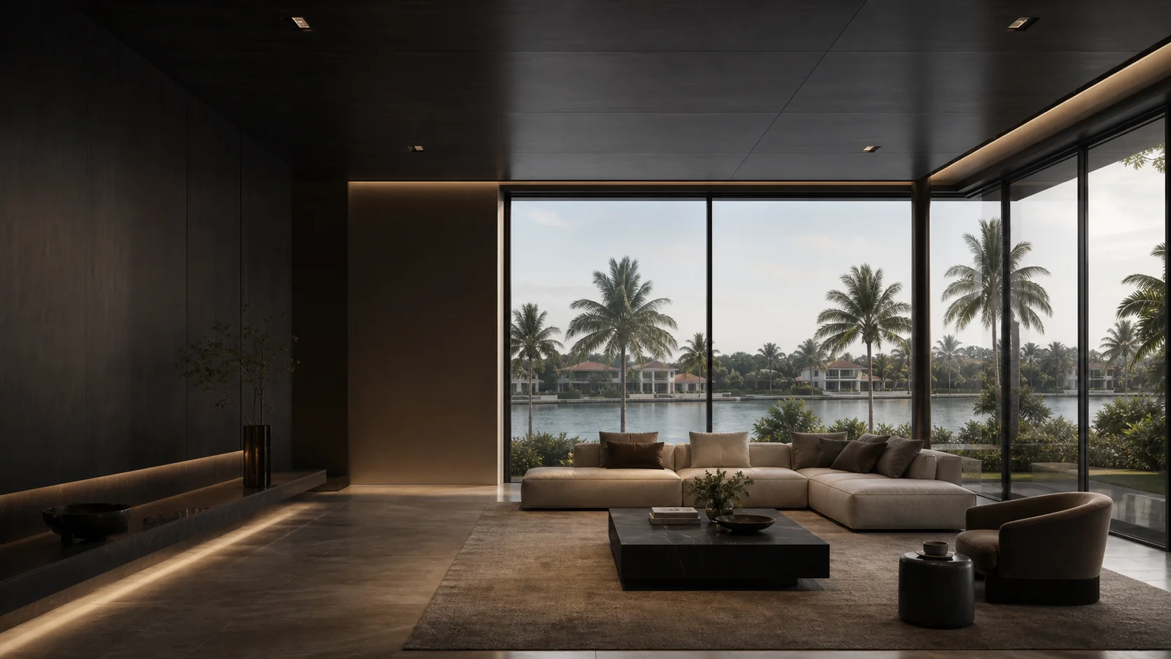 Contemporary South Florida residence with panoramic waterfront glazing